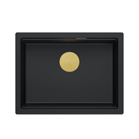 LOGAN 100 GraniteQ zlewozmywak pure carbon 59,5x45,1x21,5 cm 1-komorowy wpuszczany z syfonem manualnym złoty