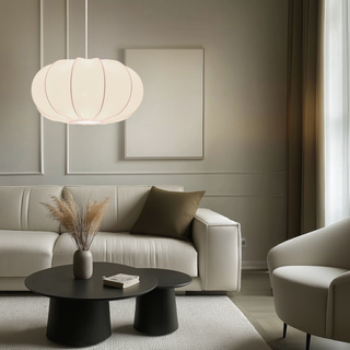 Lampa wisząca CAFEE' skandynawska - z abażurem kremowym latte 52 cm - minimalistyczne oświetlenie sufitowe w stylu japandi E27