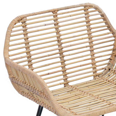 Krzesło jadalniane 2 szt. Rattan i żelazo Naturalny