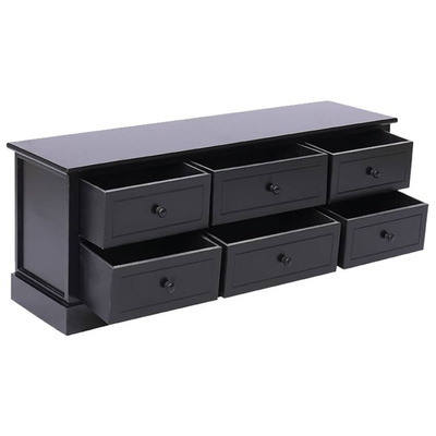 vidaXL Szafka pod TV, czarna, 108x30x40 cm, drewno paulownia