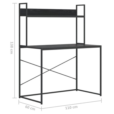 vidaXL Biurko na komputer, czarne 110x60x138cm materiał drewnopochodny