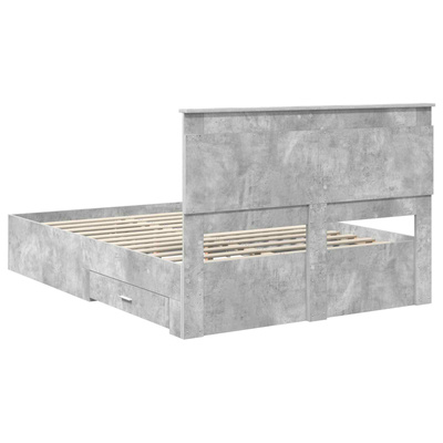 Ramka łóżka Betonowy szary 150 x 200 cm Drewno inżynieryjne