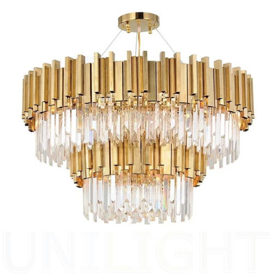 Żyrandol EMPIRE DOUBLE GOLD Chandeliers  lampa sufitowa wisząca kryształowa glamour nowojorski nowowczesny okrągły 80 cm