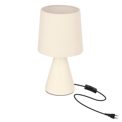 Lampka nocna Satti beżowa ceramiczna z abażurem klasyczna lampka stołowa