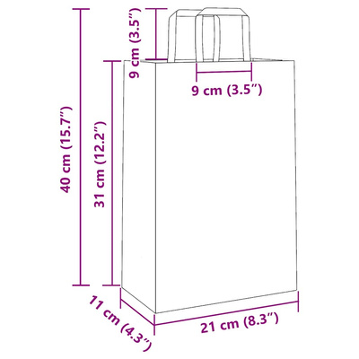 Torby papierowe 250 szt. z uchwytami białe 21x11x31 cm