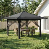 Gazebo z 4 Ścianami 3,3 x 3,3 m Jasnoszary i antracytowy