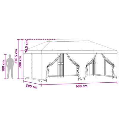 Altana z bokami 6 x 3 m pomarańczowy Poliester i Stal 190