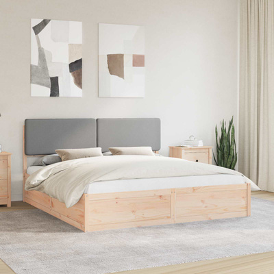 Ramka łóżka z tapicerowanym wezgłowiem Jasnoszary 200 x 200 cm