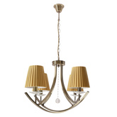 VITORIA lampa wisząca sufitowa 4x40W E14 patynowa oprawa miodowe abażury klasyczna elegancka do salonu jadalni sypialni vintage styl rustykalny