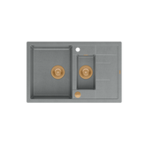 MORGAN 156 GraniteQ zlewozmywak silver stone z syfonem Push To Open okrągły 1,5-komorowy z/o / elementy miedziane
