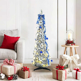 Sztuczna choinka z 50 diodami LED z podstawą Biały 120 cm PVC