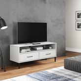 vidaXL Szafka pod TV OSLO, metalowe nóżki, biała, sosnowa model standard