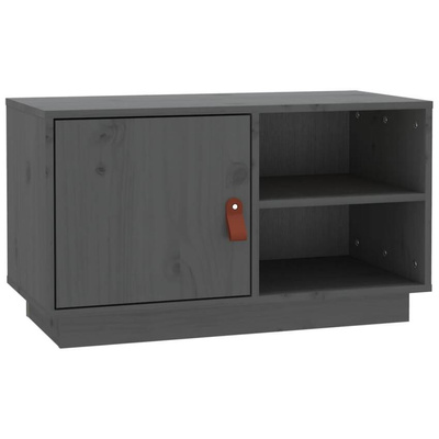vidaXL Szafka pod TV, szara, 70x34x40 cm, lite drewno sosnowe