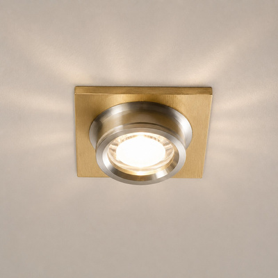 Nowoczesna oprawa wpuszczana MR16 SC-02 SNG/AL złota stała aluminium + oprawka GU10