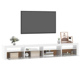 vidaXL Szafka pod TV z oświetleniem LED, biała z połyskiem,240x35x40cm