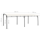 Zadaszenie ogrodowe, 6 x 3 x 2,55 m, kremowe