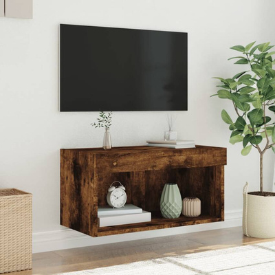 vidaXL Szafka pod TV, z LED, kolor przydymiony dąb, 60x30x30 cm