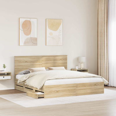 Ramka łóżka Dąb Sonoma 200 x 200 cm Drewno inżynieryjne