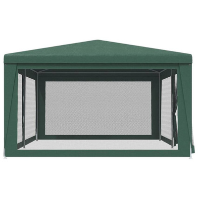 vidaXL Namiot imprezowy z 6 ścianami z siatki, zielony, 6x4 m, HDPE