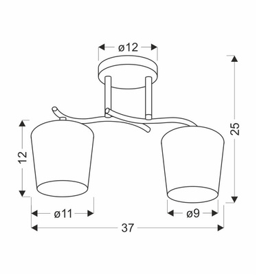 Esnyr Lampa Sufitowa Chromowy+Czarny 2X40 E27 Klosz Biały