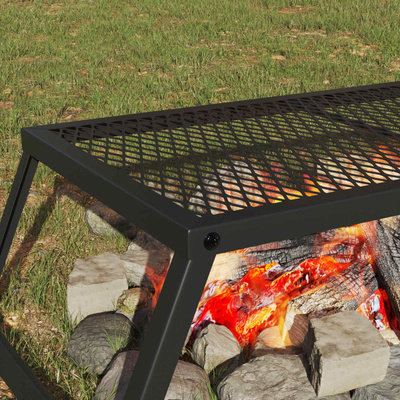 Składany Grill Campingowy Czarny 58 x 31 x 2 cm Stal stopowa