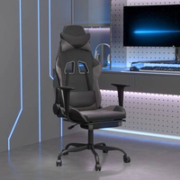 vidaXL Fotel gamingowy z podnóżkiem, czarno-szary, sztuczna skóra model standard