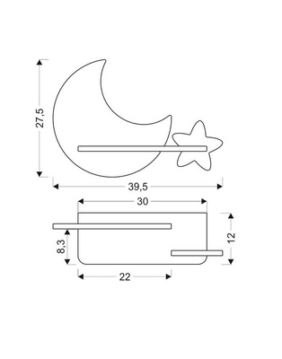 Lampka nocna dla dzieci LED 5W Gwiazdka KIDS Moon złoty+szary Candellux 21-84460