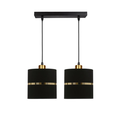 Lampa wisząca z abażurami Assam czarna złoty pasek podwójna do jadalni