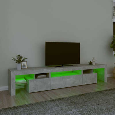 vidaXL Szafka pod TV z oświetleniem LED, szarość betonu 215x36,5x40 cm