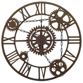 vidaXL Zegar ścienny, brązowy, 80 cm, metal