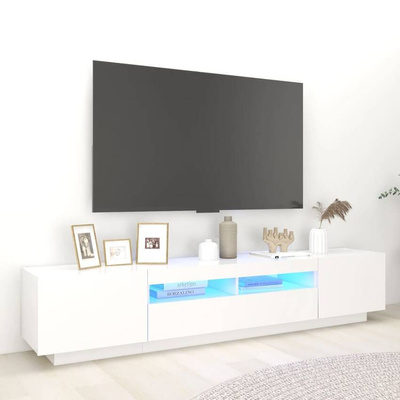 vidaXL Szafka pod TV z oświetleniem LED, biała, 200x35x40 cm