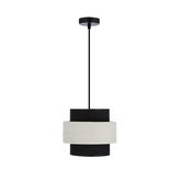 Lampa wisząca z abażurem Benta nowoczesna czarna z kremowym rattanem nad stół