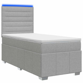 Łóżko z box spring LED z materacem jasnoszary 80 x 200 cm