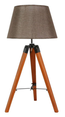 Lampka nocna Lugano drewniana brązowa z abażurem E27