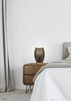 Lampka nocna Venus ażurowa czarno-złota metalowa E27