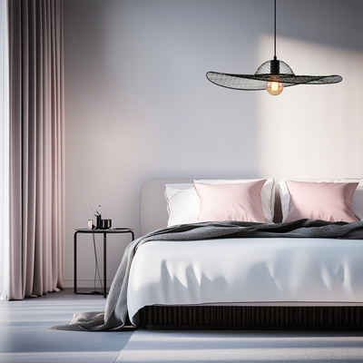 Lampa wisząca DECO designerska  – czarny klosz kapelusz – nowoczesne oświetlenie salonu i sypialni E27