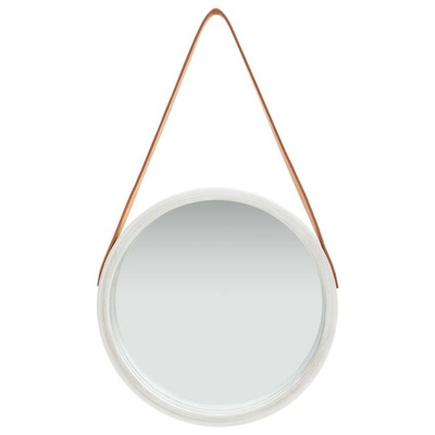 vidaXL Lustro ścienne na pasku, 40 cm, srebrne