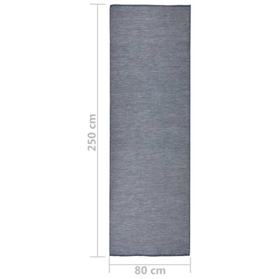 vidaXL Dywan zewnętrzny o płaskim splocie, 80x250 cm, niebieski