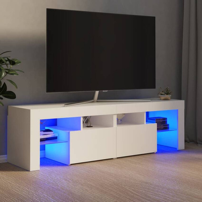 vidaXL Szafka pod TV z oświetleniem LED, biała, 140x36,5x40 cm