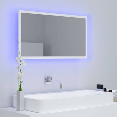 vidaXL Lustro łazienkowe z LED, białe, 80x8,5x37 cm, akryl
