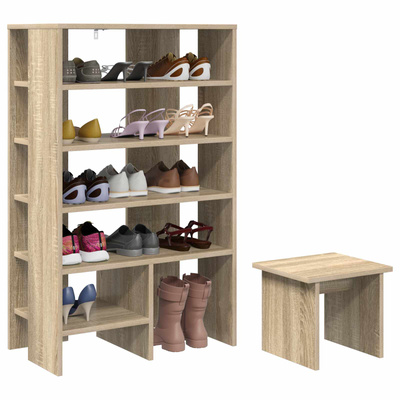 Szafka na buty z półką 2 pcs Dąb Sonoma Materiał drewnopochodny