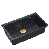 LOGAN 110 GraniteQ zlewozmywak black diamond 76x44x23,5 cm 1-komorowy podwieszany z syfonem manualnym złoty