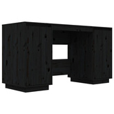 vidaXL Biurko, czarne, 140x50x75 cm, lite drewno sosnowe