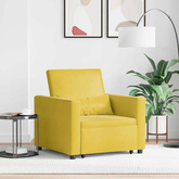 Rozkładana sofa jednoosobowa Żółty Aksamit