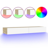 vidaXL Szafka pod TV z LED, biel i dąb sonoma, 120x35x15,5 cm