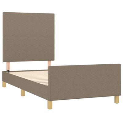 vidaXL Rama łóżka z zagłówkiem, kolor taupe, 90x200 cm, obita tkaniną model standard