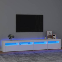 vidaXL Szafka pod TV z oświetleniem LED, biała, 240x35x40 cm