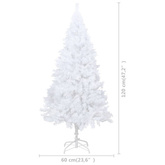 Sztuczna choinka z lampkami i bombkami, biała, 120 cm, PVC vidaXL