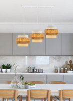 Lampa wisząca z abażurami Cork nowoczesna potrójna do jadalni biała
