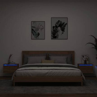 vidaXL Wiszące szafki nocne z LED, 2 szt., brązowy dąb